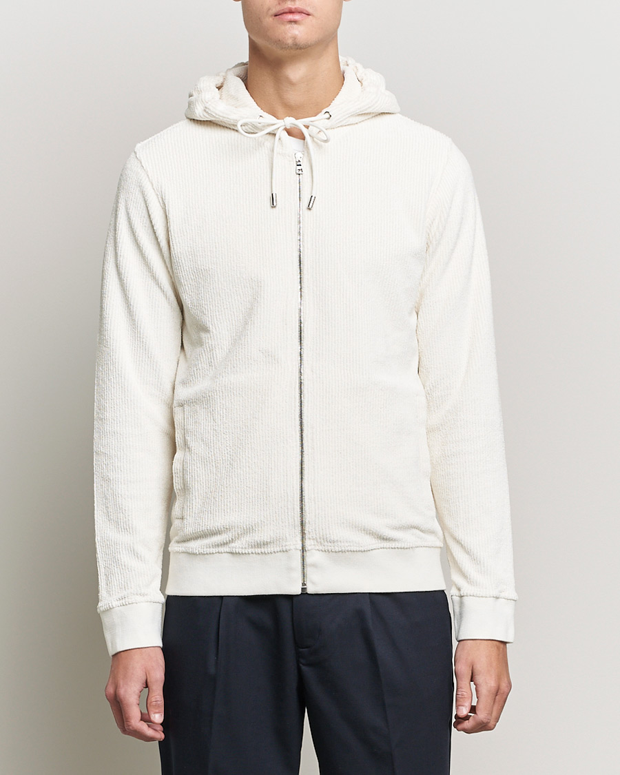 Herre | Trøjer | Orlebar Brown | Matthers DN Towelling Racked Zip Hood White Sand