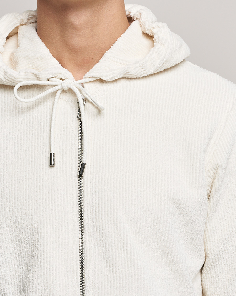 Herre | Trøjer | Orlebar Brown | Matthers DN Towelling Racked Zip Hood White Sand