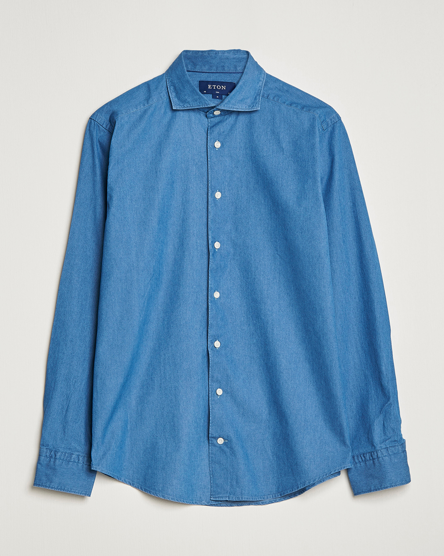 Herre | Skjorter | Eton | Lightweight Casual Fit Denim Shirt Blue
