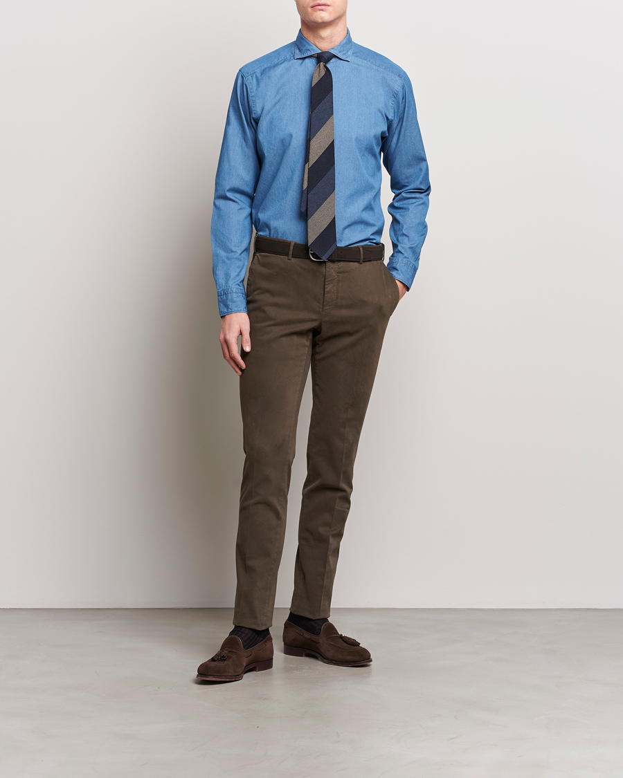 Herre | Skjorter | Eton | Lightweight Casual Fit Denim Shirt Blue