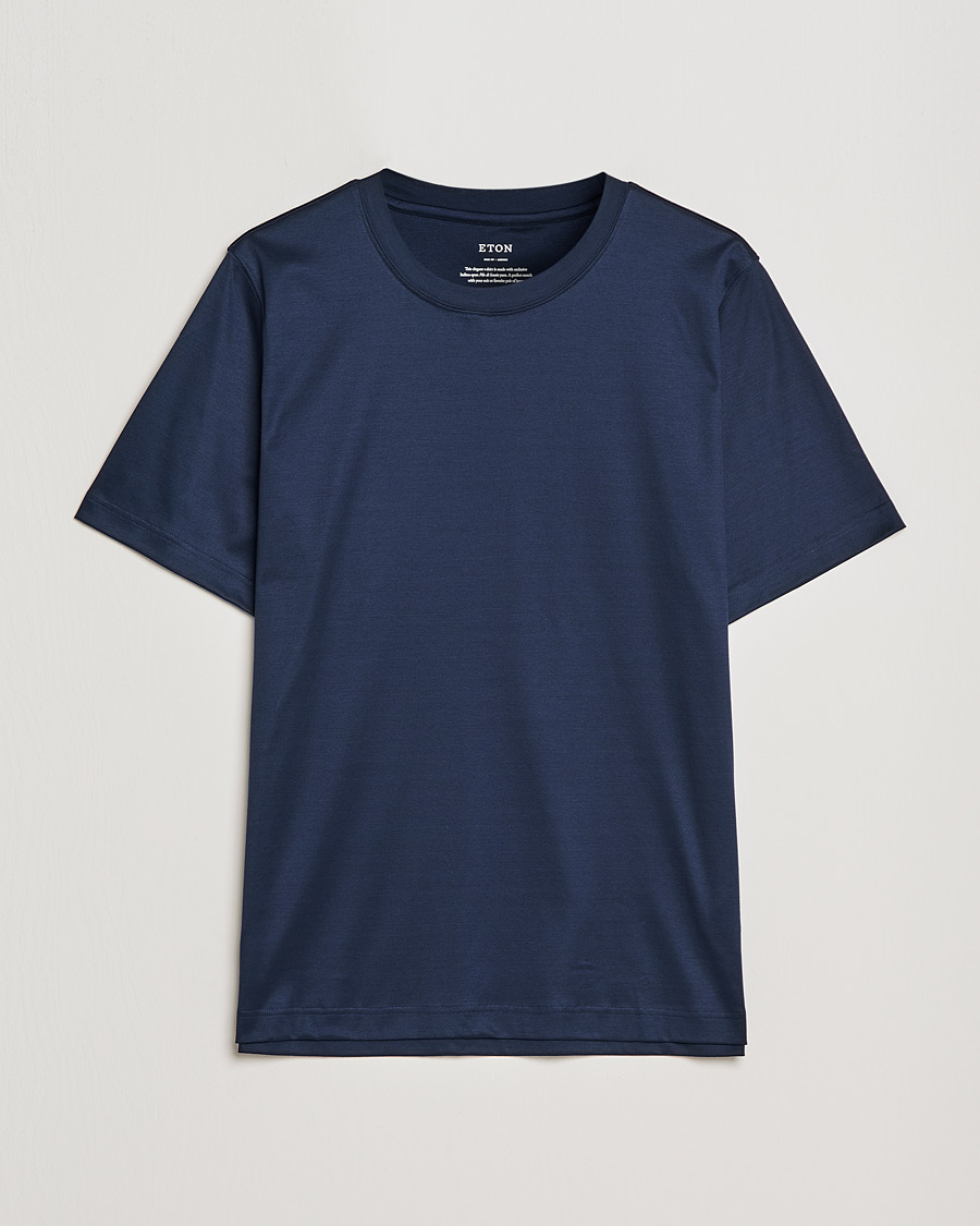 Herre | T-Shirts | Eton | Filo Di Scozia Cotton T-Shirt Navy