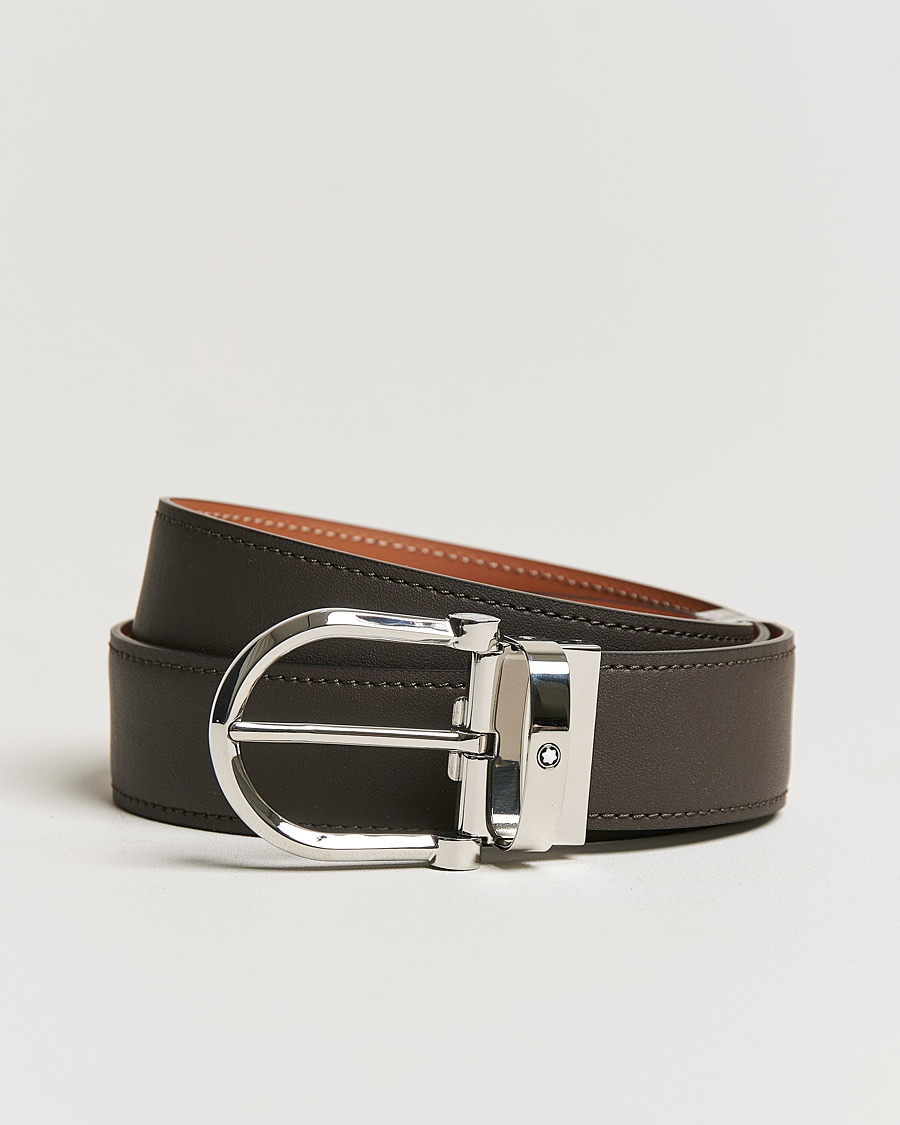 Herre | Montblanc Horseshoe Buckle 35 mm Reversible Belt Smoke/Tan | Montblanc | Horseshoe Buckle 35 mm Reversible Belt Smoke/Tan