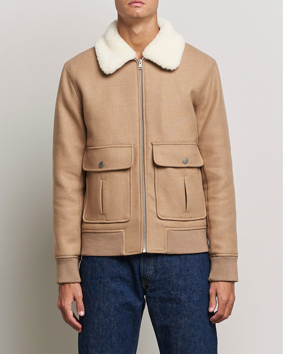 A.P.C. Shearling Jacket Beige -