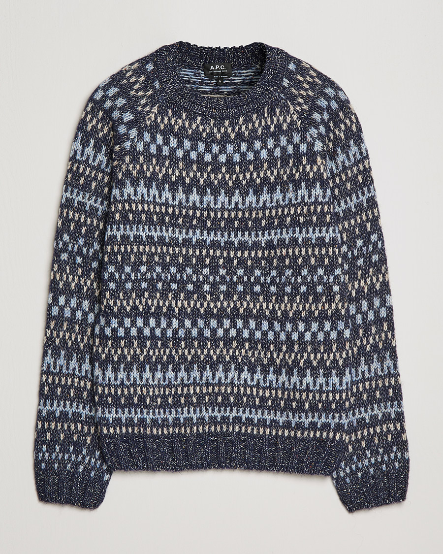 Herre | Trøjer | A.P.C. | Leonard Jacquard Pullover Blue Heather