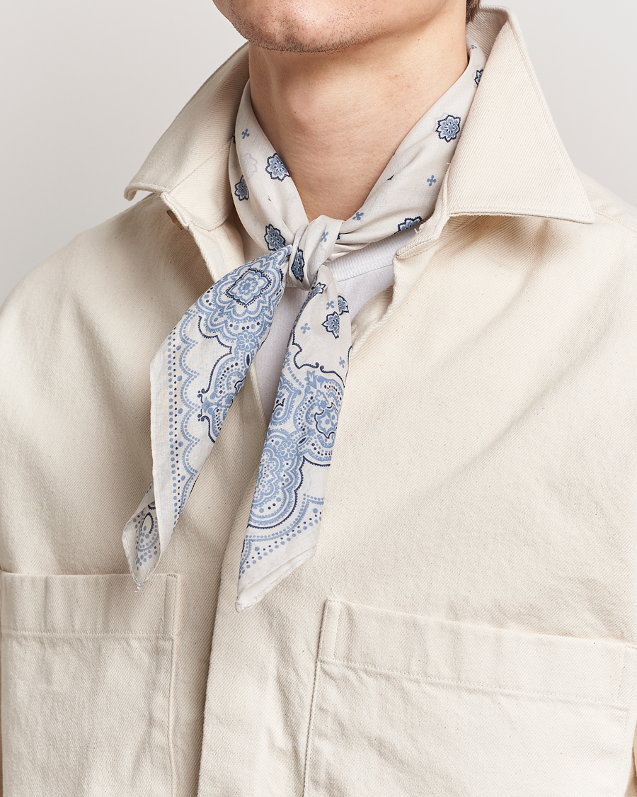 Herre | Tilbehør | Amanda Christensen | Cotton Voilé Printed Medallion Bandana Cream