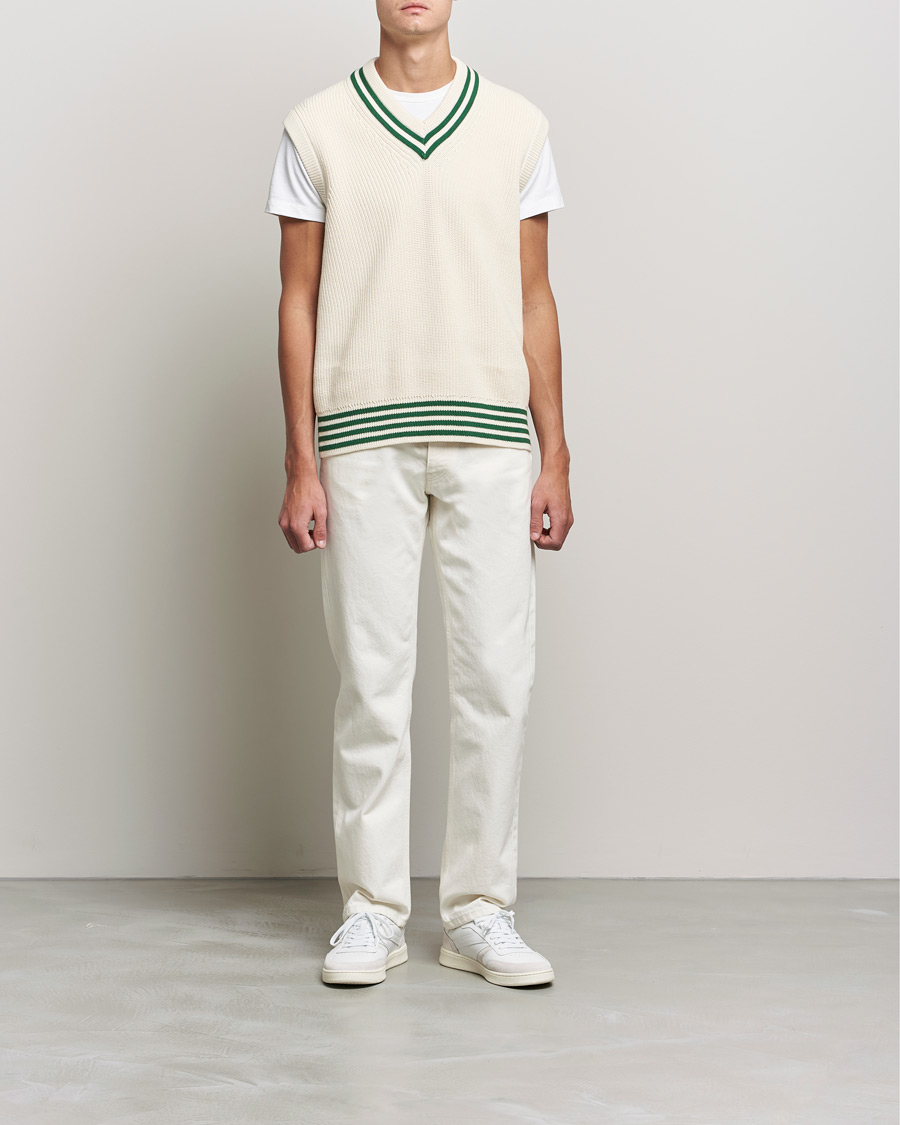 Herre | Trøjer | GANT | Ribbed Cricket Knitted Slipover Creme