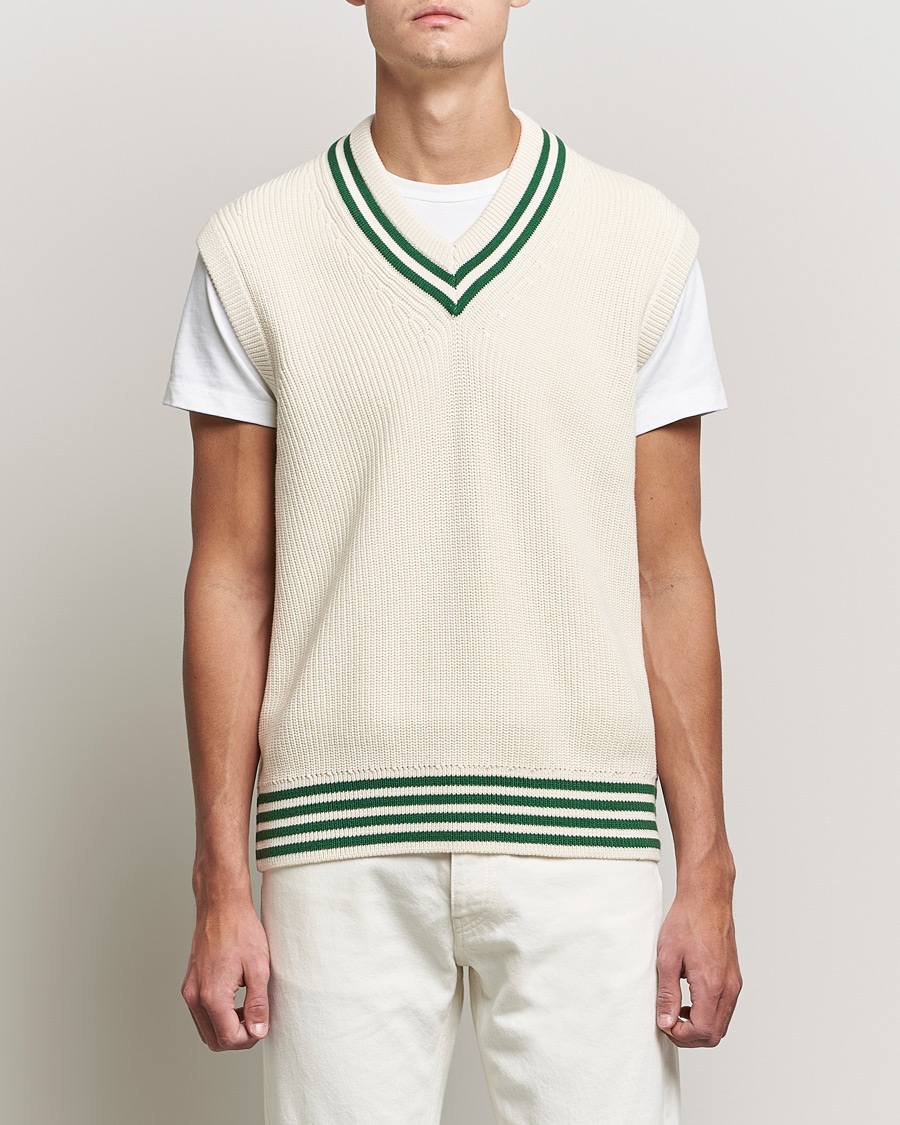 Herre | Trøjer | GANT | Ribbed Cricket Knitted Slipover Creme