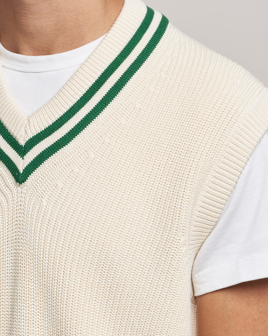 Herre | Trøjer | GANT | Ribbed Cricket Knitted Slipover Creme