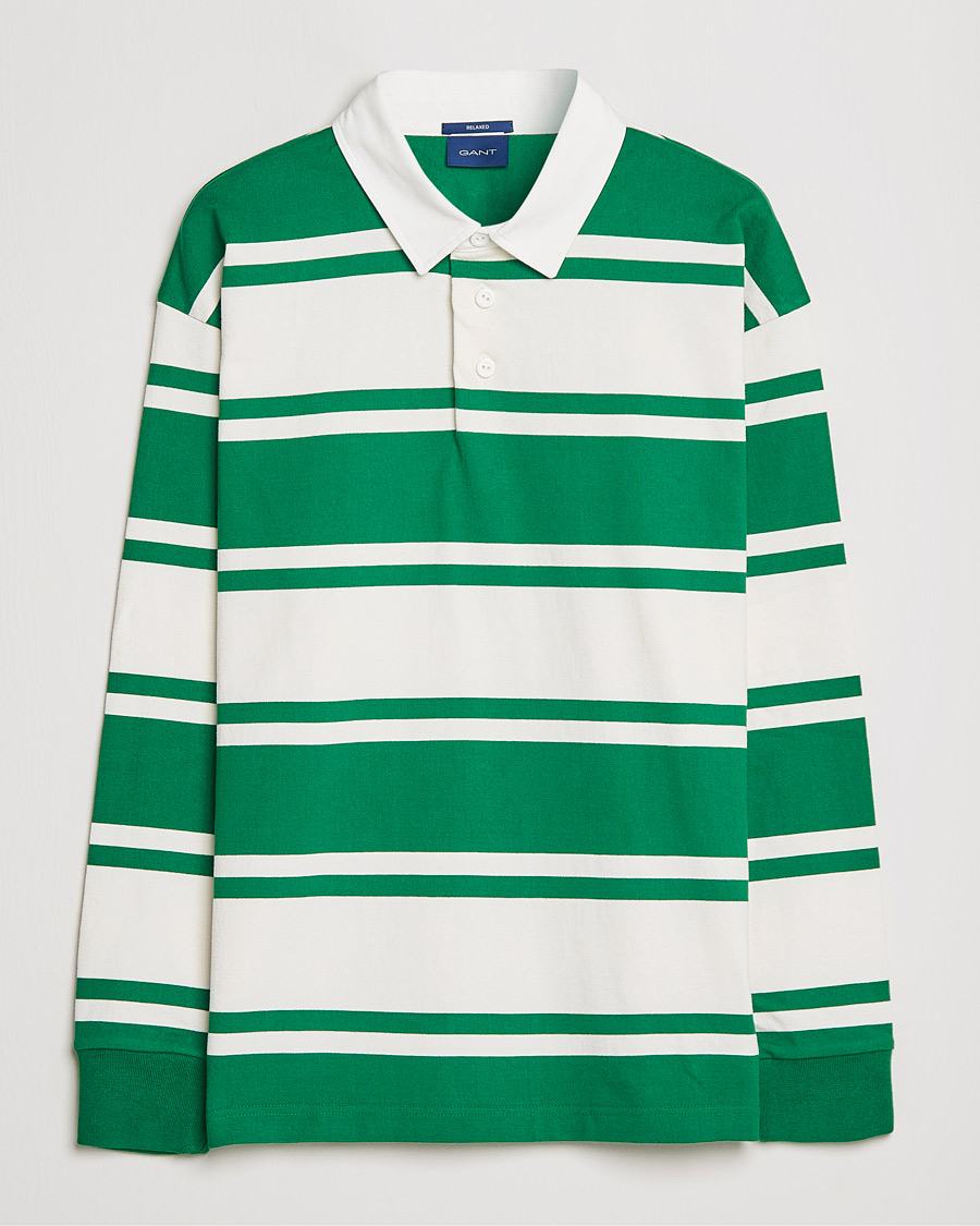 Herre | Trøjer | GANT | Barstriped Heavy Rugger Green/White
