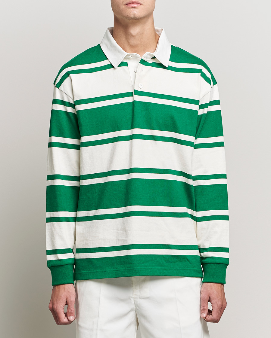 Herre | Trøjer | GANT | Barstriped Heavy Rugger Green/White