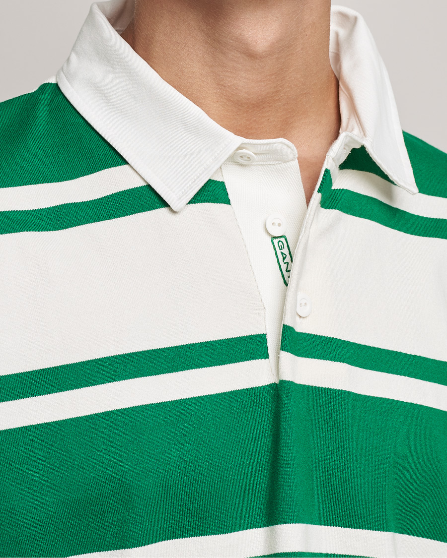 Herre | Trøjer | GANT | Barstriped Heavy Rugger Green/White