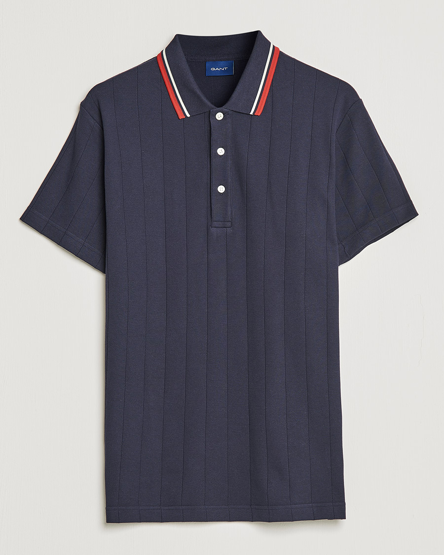 Herre | Polo | GANT | Structued Knitted Polo Evening Blue