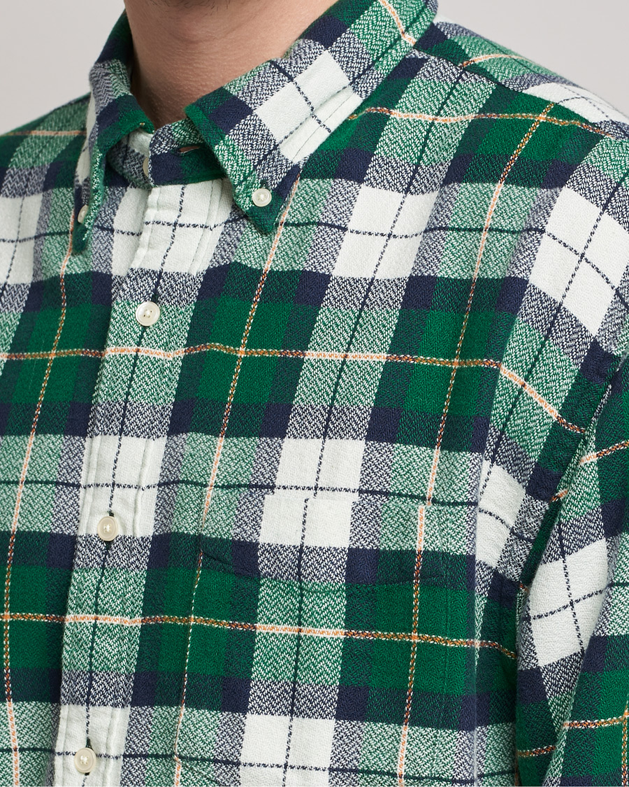Herre | Skjorter | GANT | Relaxed Textured Checked Shirt Forest Green