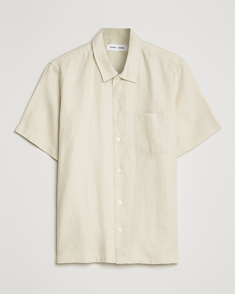 Herre | Skjorter | Samsøe Samsøe | Samsøe & Samsøe Avan Linen Short Sleeve Shirt Oatmeal