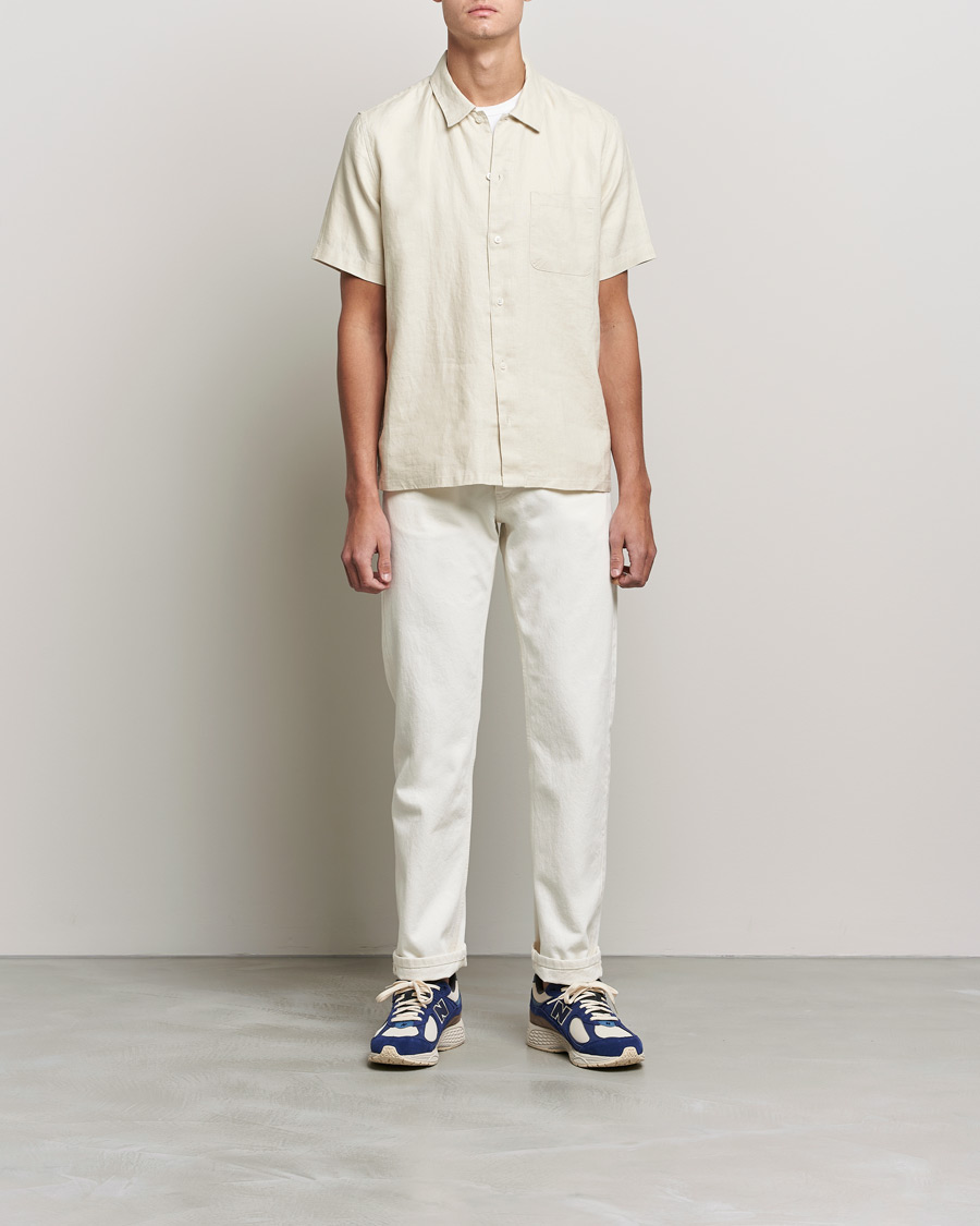 Herre | Skjorter | Samsøe Samsøe | Samsøe & Samsøe Avan Linen Short Sleeve Shirt Oatmeal