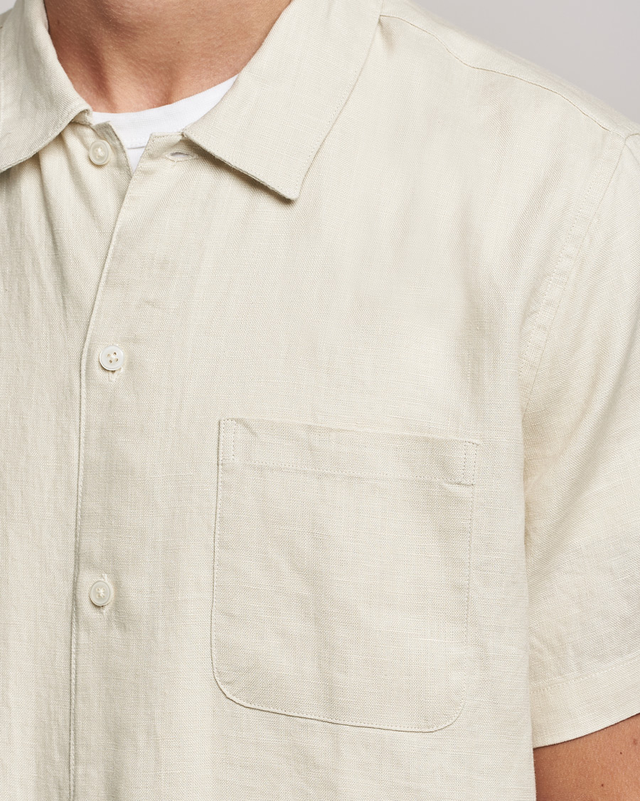 Herre | Skjorter | Samsøe Samsøe | Samsøe & Samsøe Avan Linen Short Sleeve Shirt Oatmeal