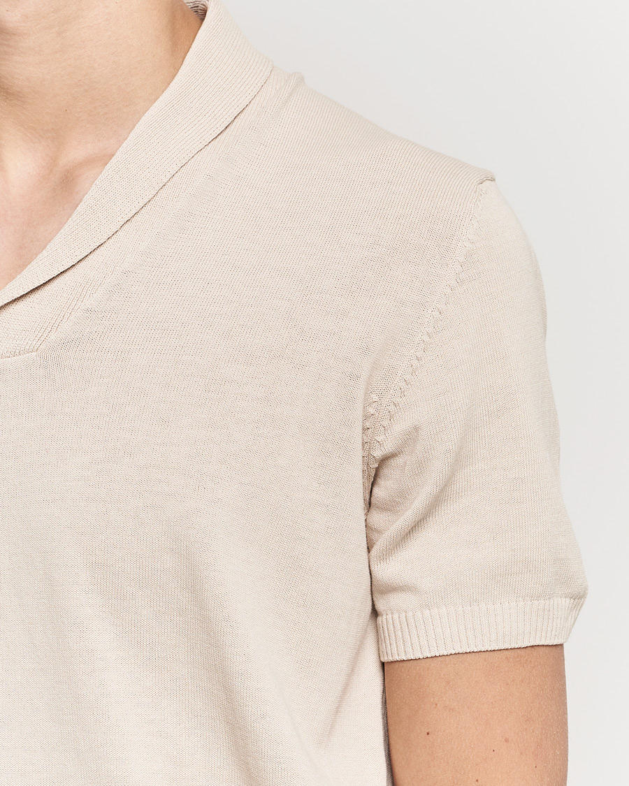 Herre | Polotrøjer | Oscar Jacobson | Rollo GD Shawl Collar Cotton Polo Beige