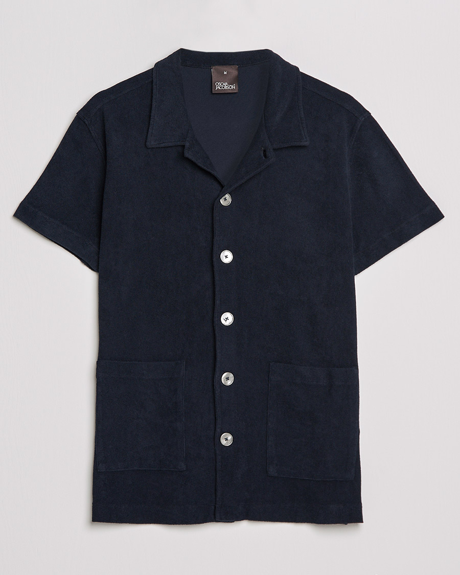 Herre | Polotrøjer | Oscar Jacobson | Alwin Terry Short Sleeve Safari Polo Night Blue