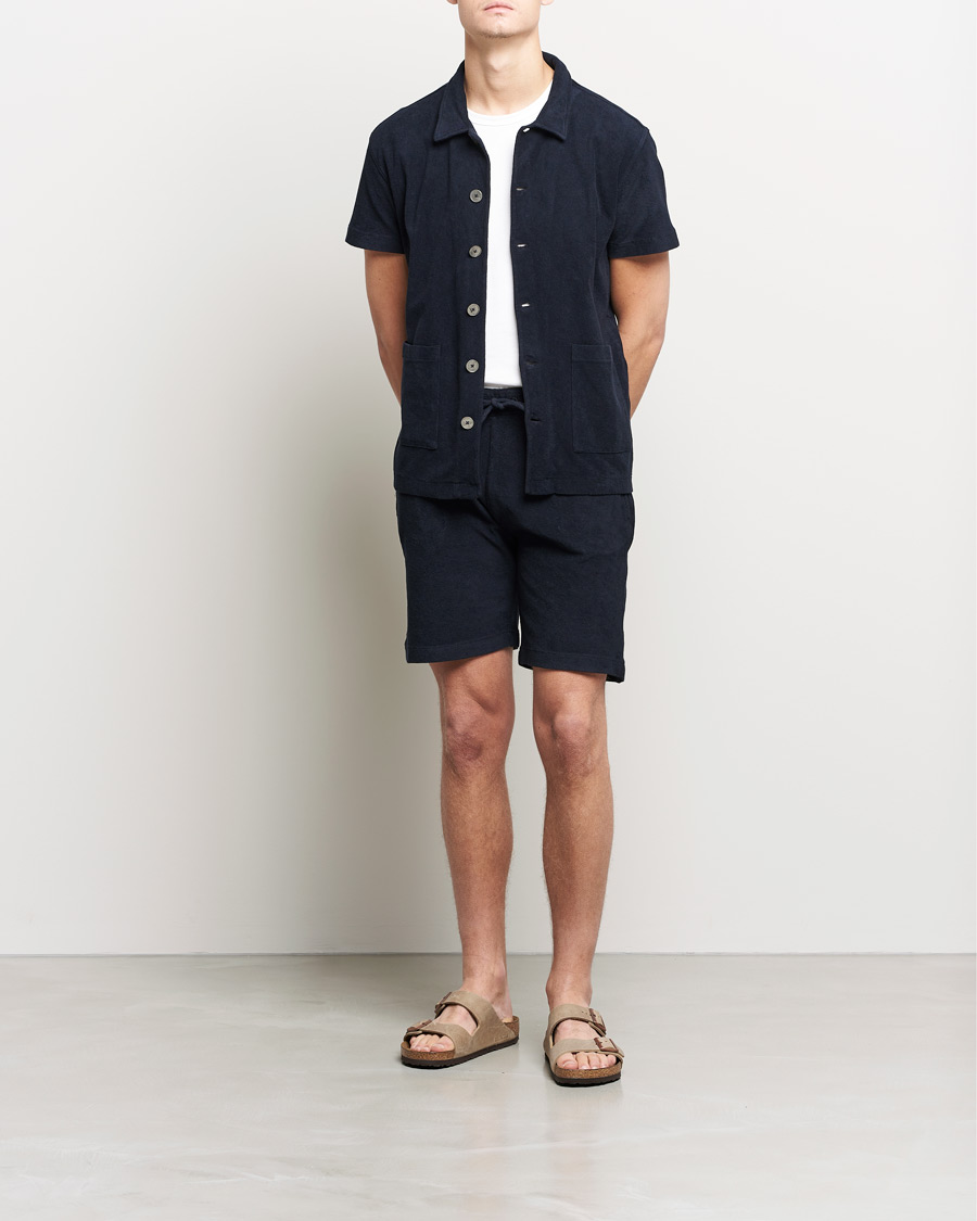 Herre | Polotrøjer | Oscar Jacobson | Alwin Terry Short Sleeve Safari Polo Night Blue
