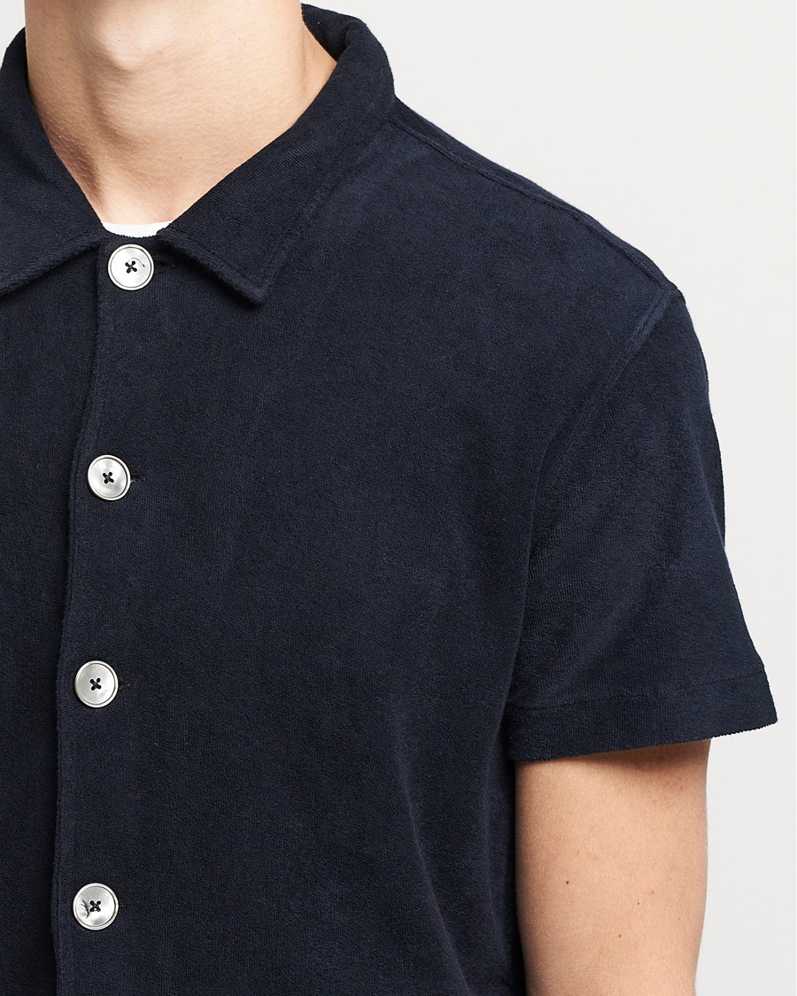Herre | Polotrøjer | Oscar Jacobson | Alwin Terry Short Sleeve Safari Polo Night Blue
