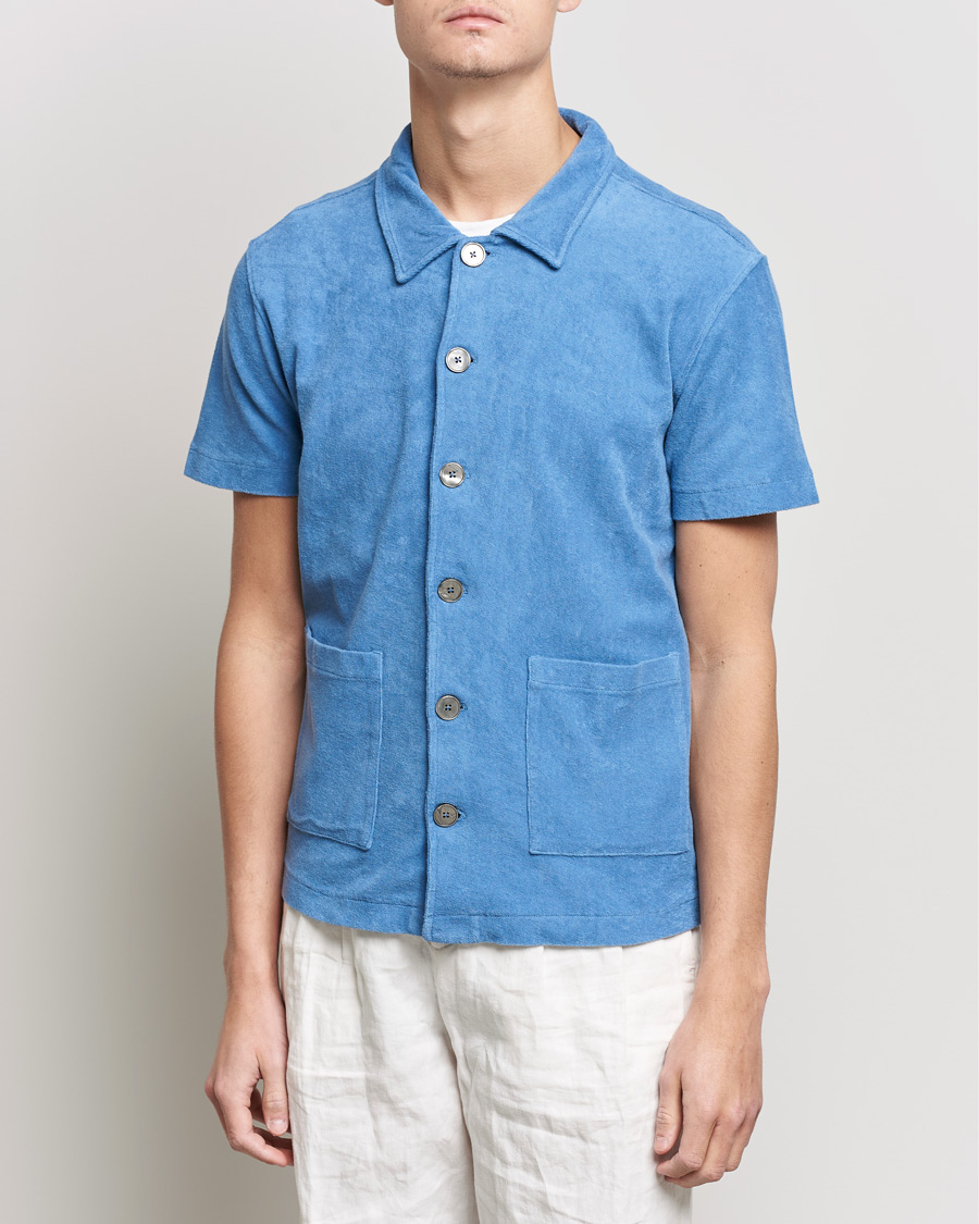 Herre | Polotrøjer | Oscar Jacobson | Alwin Terry Short Sleeve Safari Polo Blue