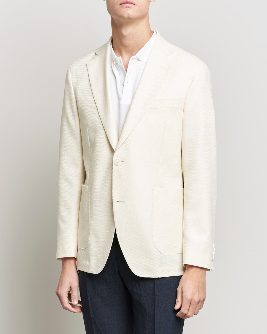 Herre | Blazere & jakker | Oscar Jacobson | Ferry Merino/Silk Patch Pocket Blazer Creme