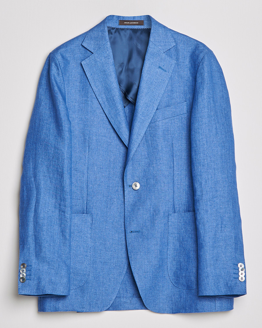 Herre | Blazere & jakker | Oscar Jacobson | Ferry Soft Patch Pocket Linen Blazer Light Blue