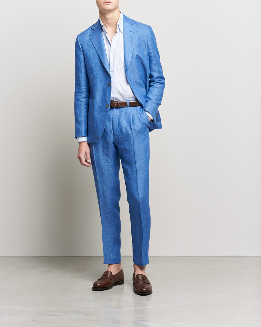 Herre | Blazere & jakker | Oscar Jacobson | Ferry Soft Patch Pocket Linen Blazer Light Blue