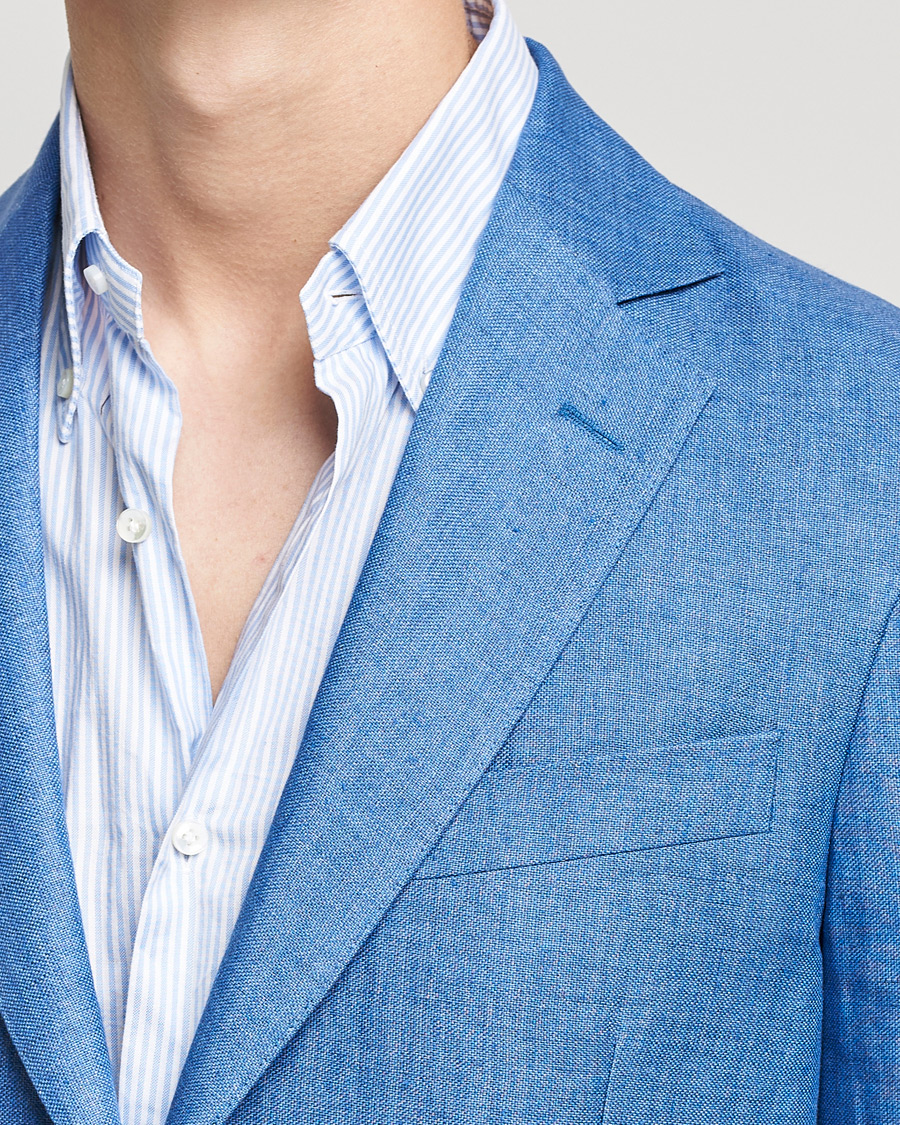 Herre | Blazere & jakker | Oscar Jacobson | Ferry Soft Patch Pocket Linen Blazer Light Blue
