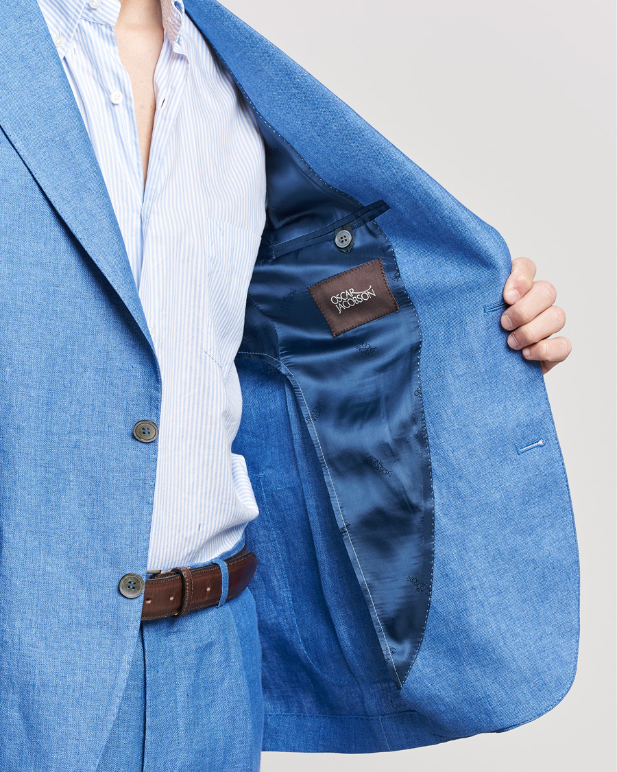 Herre | Blazere & jakker | Oscar Jacobson | Ferry Soft Patch Pocket Linen Blazer Light Blue