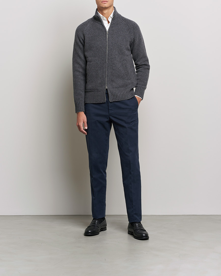 Herre | Trøjer | Altea | Wool Zip Jacket Grey Melange
