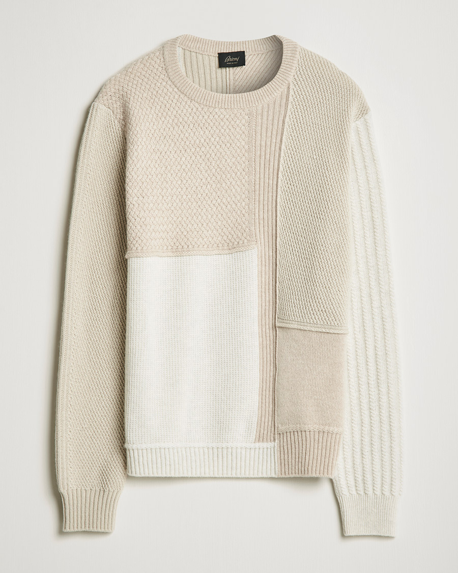 Herre | Trøjer | Brioni | Wool/Cashmere Patchwork Sweater Beige