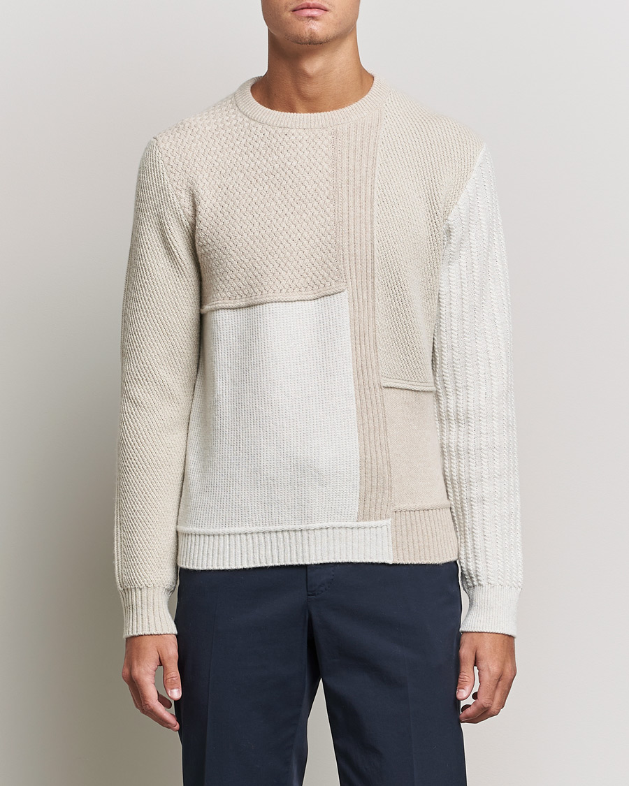 Herre | Trøjer | Brioni | Wool/Cashmere Patchwork Sweater Beige