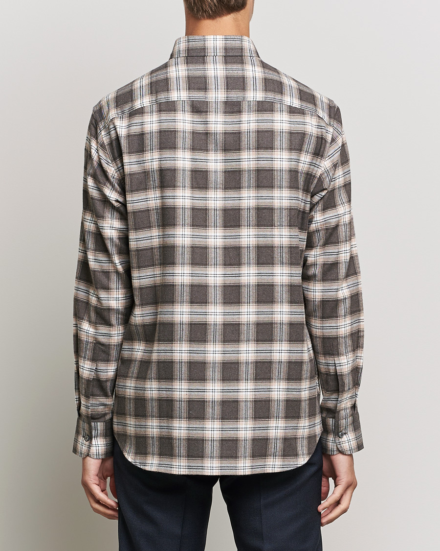 Herre | Skjorter | Brioni | Check Flannel Shirt Beige