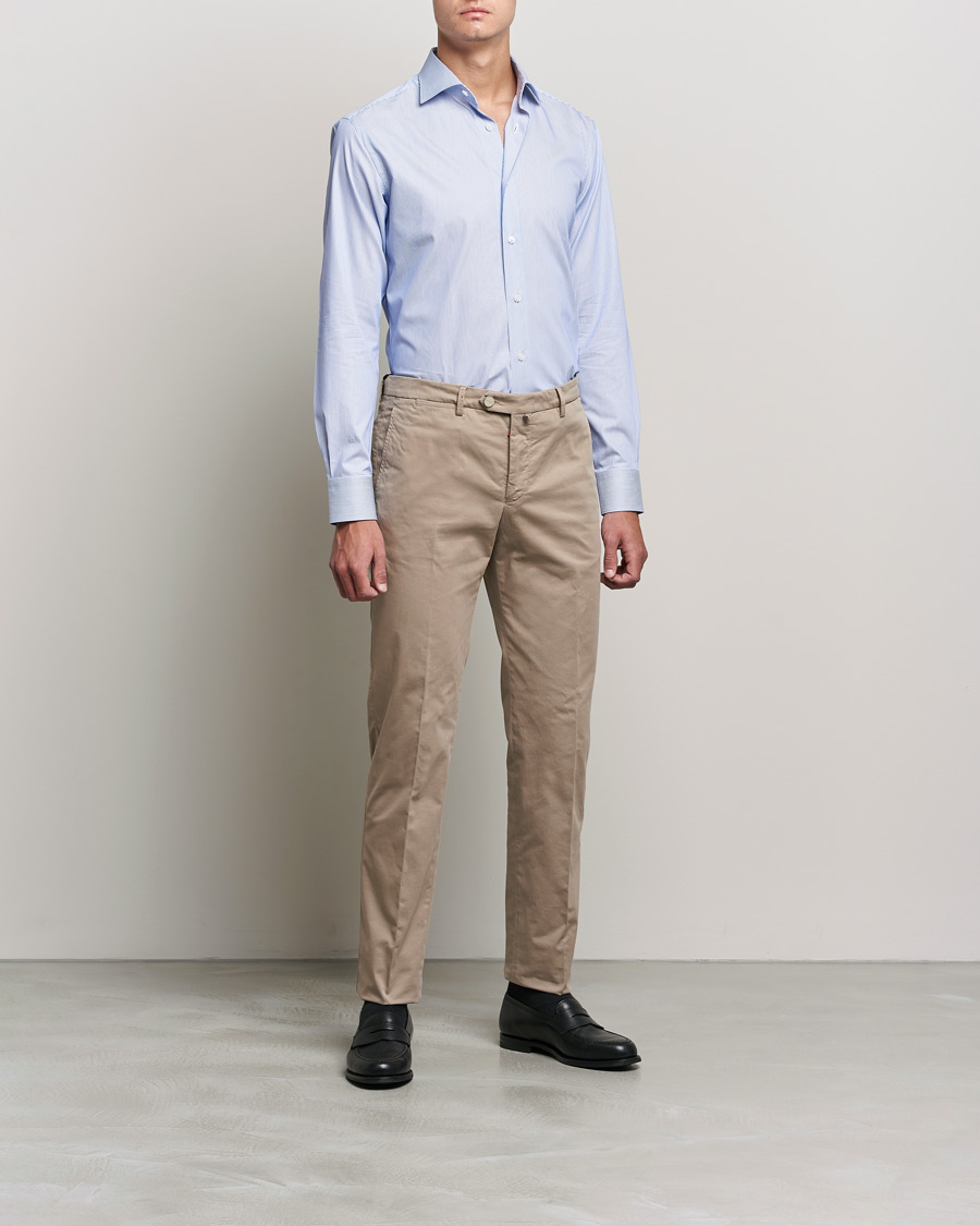 Herre | Businessskjorter | Brioni | Slim Fit Dress Shirt Light Blue Stripe
