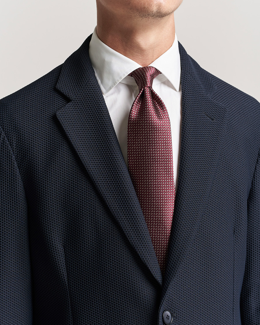 Herre | Brioni | Brioni | Micro Pattern Silk Tie Burgundy