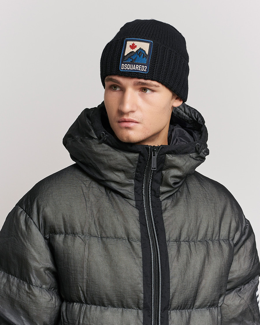 Herre | Huer | Dsquared2 | Wool Patch Beanie Black