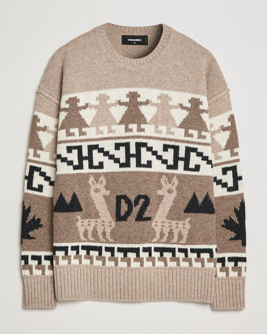 Herre | Trøjer | Dsquared2 | Llamas Heavy knitted Sweater Beige