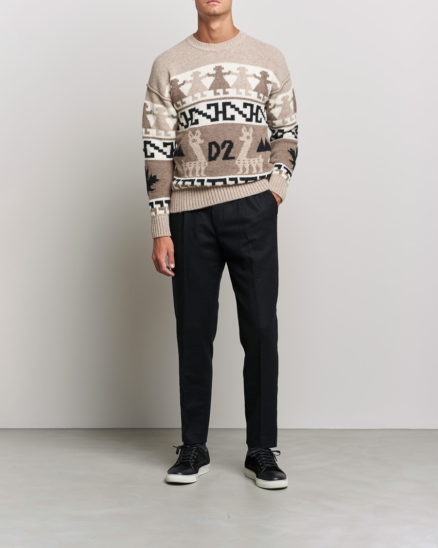 Herre | Dsquared2 | Dsquared2 | Llamas Heavy knitted Sweater Beige