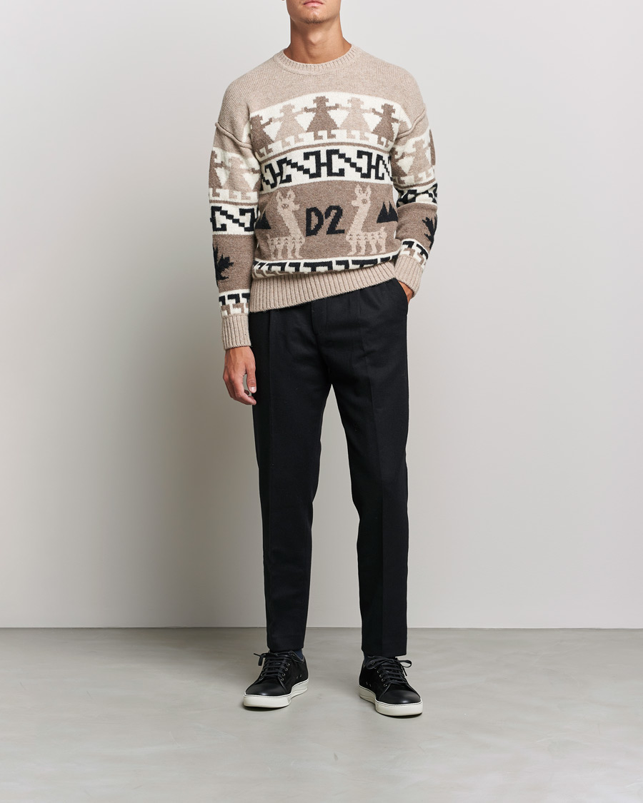 Herre | Trøjer | Dsquared2 | Llamas Heavy knitted Sweater Beige