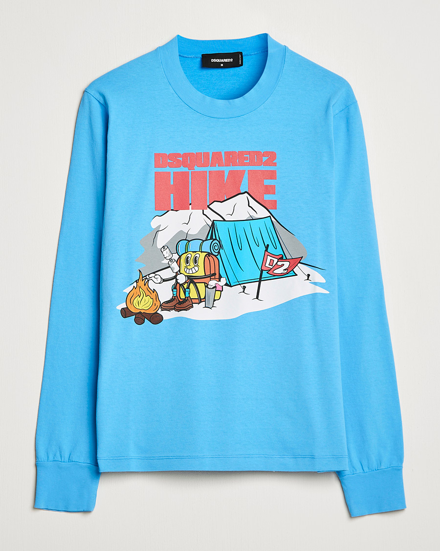 Herre | T-Shirts | Dsquared2 | Base Camp Long Sleeve Tee Light Blue