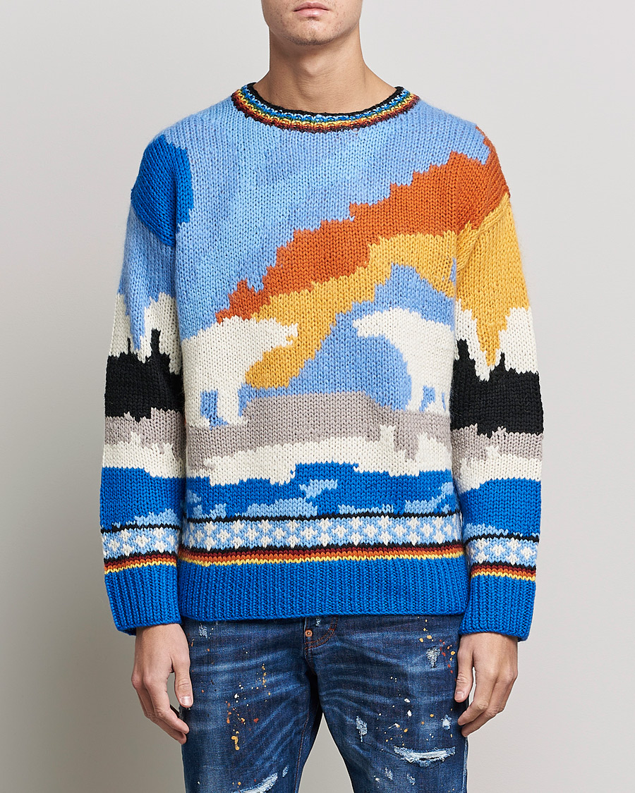 Herre | Luxury Brands | Dsquared2 | Bear Dawns Knitted Sweater Blue/White