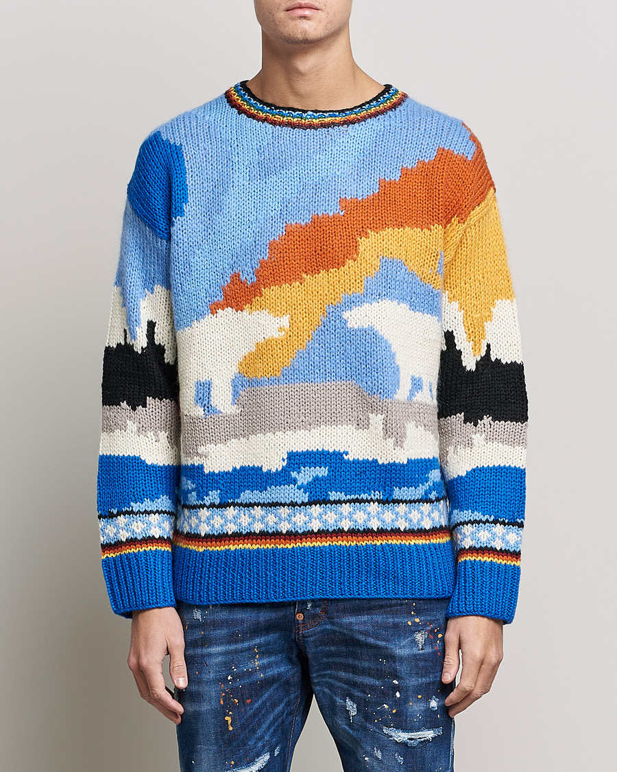 Herre | Trøjer | Dsquared2 | Bear Dawns Knitted Sweater Blue/White
