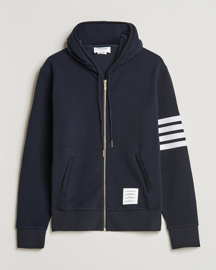 Herre | Trøjer | Thom Browne | Ottoman Rib Zip Hoodie Navy