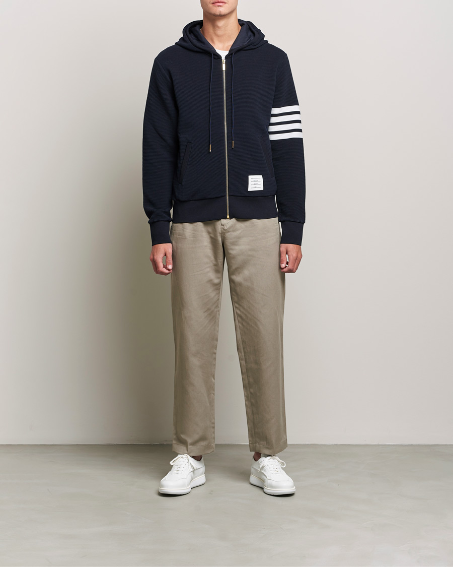 Herre | Trøjer | Thom Browne | Ottoman Rib Zip Hoodie Navy