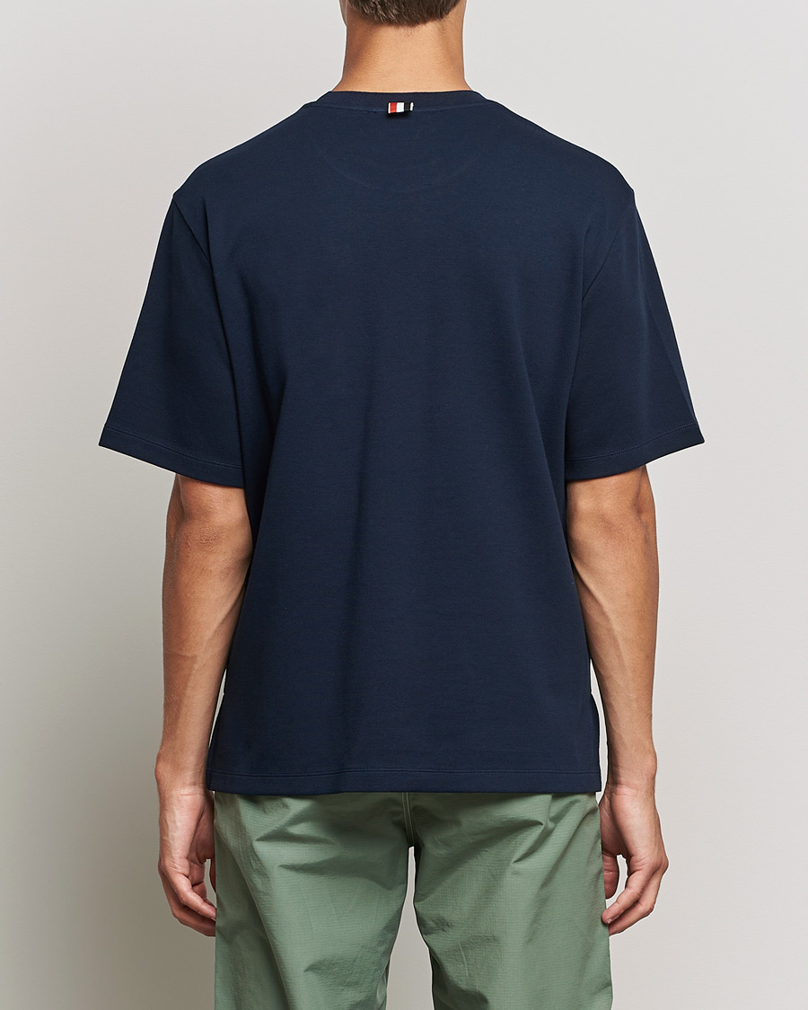 Herre | T-Shirts | Thom Browne | Oversize Pocket Stripe T-Shirt Navy