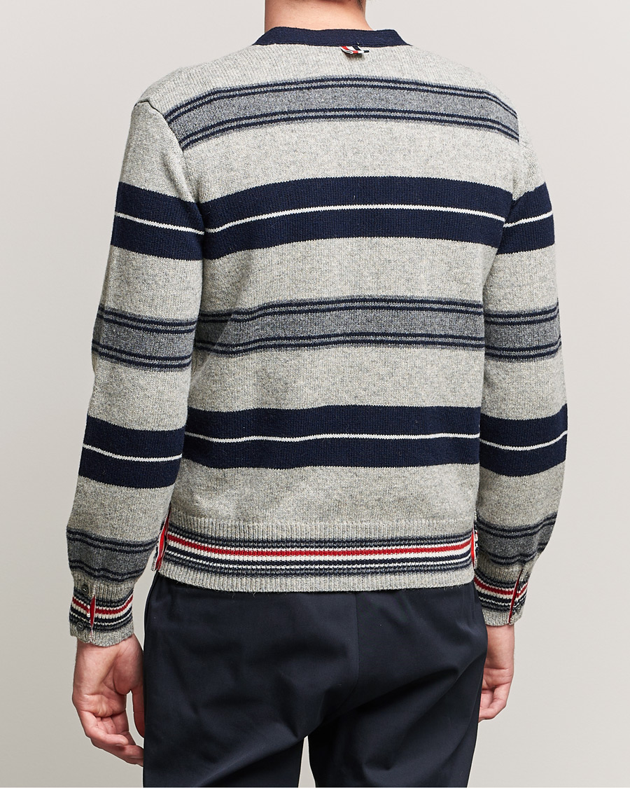 Herre | Trøjer | Thom Browne | Tartan Stripe Wool Cardigan Medium Grey