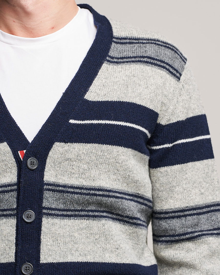 Herre | Trøjer | Thom Browne | Tartan Stripe Wool Cardigan Medium Grey