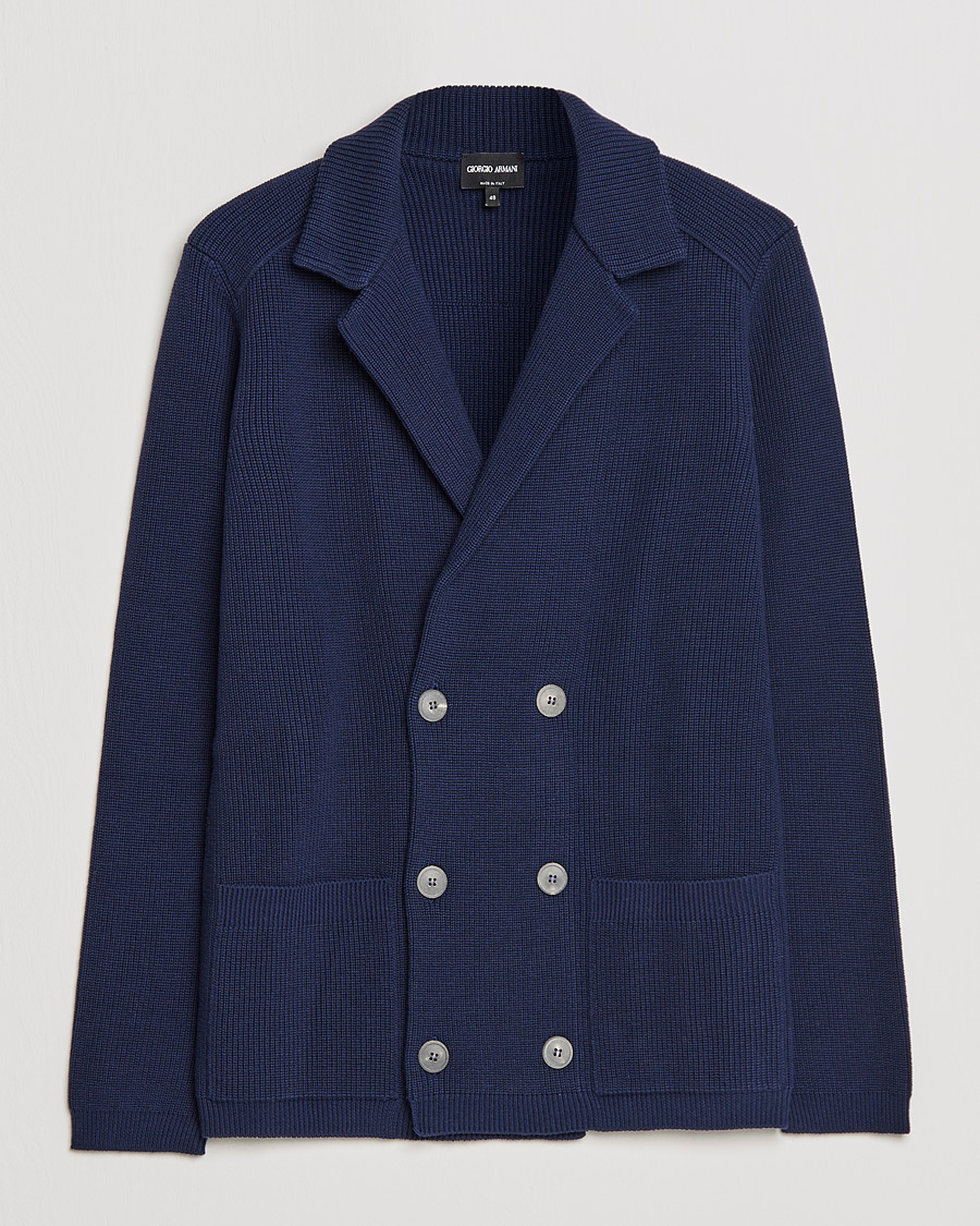Herre | Blazere & jakker | Giorgio Armani | Double Breasted Knitted Blazer Navy