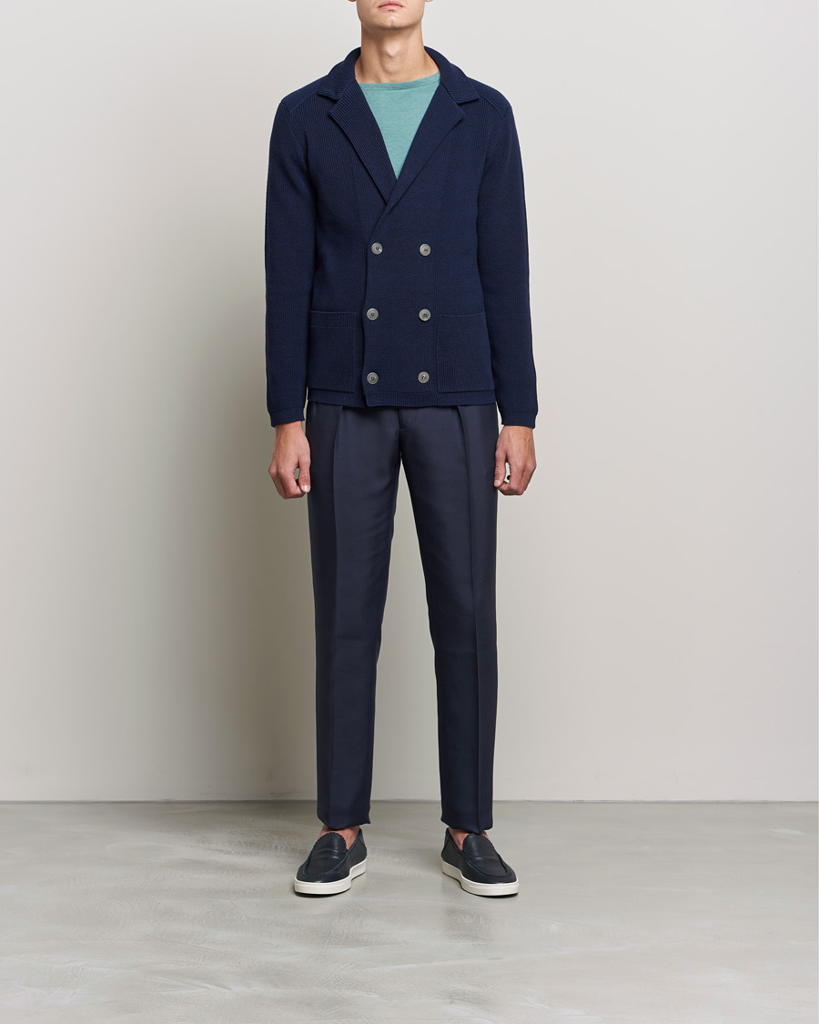Herre | Blazere & jakker | Giorgio Armani | Double Breasted Knitted Blazer Navy